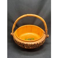 Vintage Runde Holz Stil Nussknacker Schüssel Halter Display Barware von KMEclecticFinds