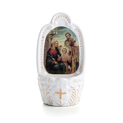 KMIMO Weihwasserbrunnen aus Porzellan der Heiligen katholischen Familie für den Eingang des Hauses, Wanddekoration der Kirche, katholische Weihnachtsgeschenke KMIMO Weihwasserbrunnen aus Porzellan der Heiligen katholischen Familie für den Eingang des Hauses, Wanddekoration der Kirche, katholische Weihnachtsgeschenke von KMIMO