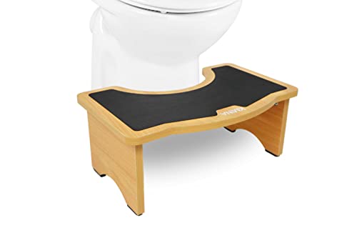 KMINA - Toilettenhocker Holz (18,5 cm groß), WC Hocker für Senioren, rutschfest Klohocker Holz, Fußstütze für Toilette, Hocker für Toilettengang, Toilettenhocker Erwachsene, Trittbrett WC von KMINA