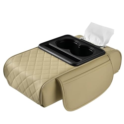KMJGQWSC Auto Armlehnenkastenschutz für Jaguar F-Type Coupe 2013-2021,Mittelkonsole Mit GeträNkehalter ArmlehnenbezüGe Verdickter Schwammbaumwolle Kern,A-Beige von KMJGQWSC