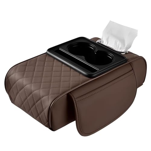 KMJGQWSC Auto Armlehnenkastenschutz für Stream 2000-2014,Mittelkonsole Mit GeträNkehalter ArmlehnenbezüGe Verdickter Schwammbaumwolle Kern,A-Brown von KMJGQWSC