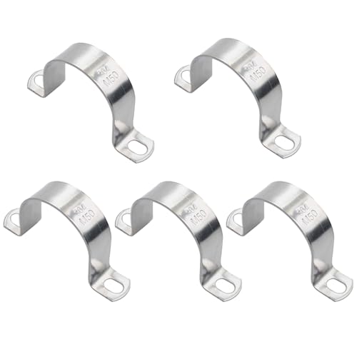 5 Stück 50mm U-Rohrschellen,Edelstahl Rohr Rohrschelle,Zweiloch U-förmige Rohrschellen,Edelstahl 304 Metall Rohrschellen,befestigungsschelle,für Kabeln Wasserrohre Pipeline(50mm) von KMKANPO