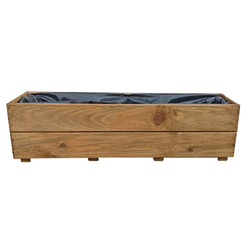 KENA D-27 Pflanzkasten aus Holz Pflanzkübel Kübel Kasten Garten Terrasse fertig montiert (Eiche, 90 cm) von KML