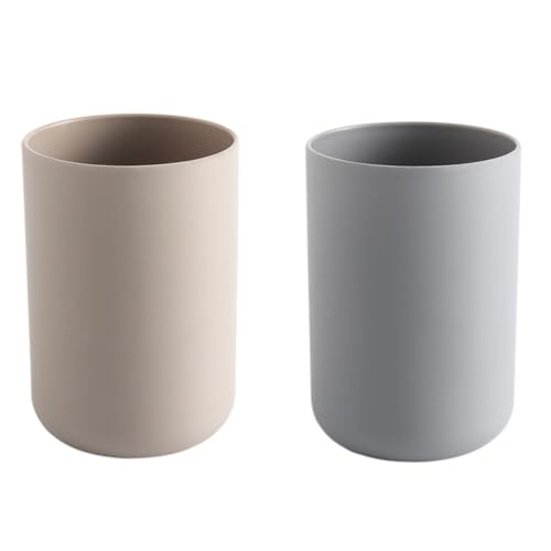 KMOCEPLY Einfacher monochromer Waschen Zahnputzbecher Tasse Tragbarer Plastikbecher für das Badezimmer Tragbarer Reise Mundbecher langlebiger Zahnbürstenbecher für Zuhause für Paare (2 Pcs A) von KMOCEPLY