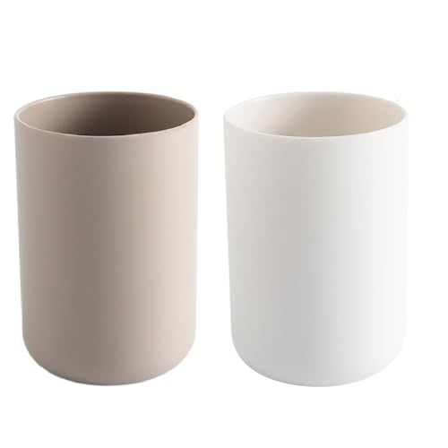 KMOCEPLY Einfacher monochromer Waschen Zahnputzbecher Tasse Tragbarer Plastikbecher für das Badezimmer Tragbarer Reise Mundbecher langlebiger Zahnbürstenbecher für Zuhause für Paare (2 Pcs B) von KMOCEPLY