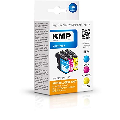 KMP Tinte ersetzt Brother LC-225XLC, LC-225XLM, LC-225XLY Kompatibel Kombi-Pack Cyan, Magenta, Gelb von KMP know how in modern printing