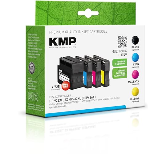 KMP Tintenpatronen passend für HP 932XL, HP933XL (C2P42AE) Multipack - für HP Officejet 6100 6600 6700 7110 7510 7610 7612, OfficeJet 6600 etc. von KMP know how in modern printing