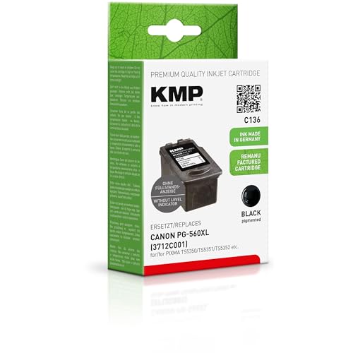 KMP Tinte ersetzt Canon PG560XL (3712C001) Kompatibel einzeln Schwarz C136 1581,4001 von KMP know how in modern printing