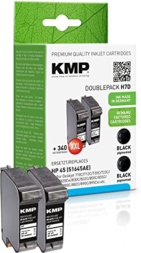 KMP Inkjet H7D Double Pack - Tintenpatrone Wiederaufbereitet, Kompatibel - Schwarz - 42 ml von KMP know how in modern printing