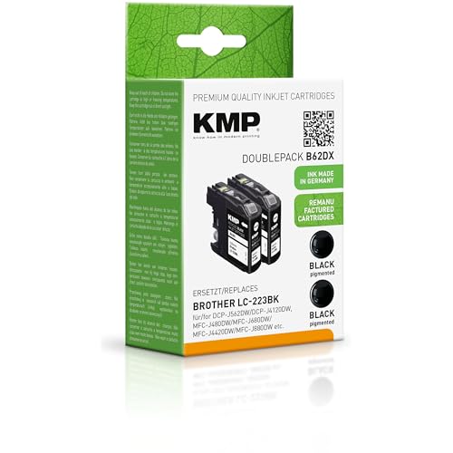 KMP Tintenpatrone passend für Brother LC-223BK - Doppelpack 2er Set Schwarz für: Brother DCP J 4120, 4420, 562, 4120, 480, 680, 4420, 880 /DW - MFC-J: 4625, 4620, 5320, 5625, 5620, 5720 DW von KMP know how in modern printing