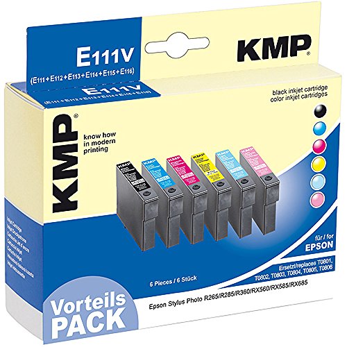KMP E111V Tintenpatronen (ersetzt T080140, T080240, T080340, T080440, T080540, T080639) black, cyan, magenta, yellow von KMP know how in modern printing