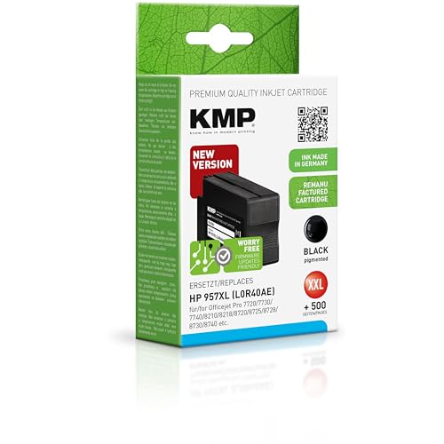 KMP Tintenpatrone passend für HP 957XL Black (L0R40AE) mit neuem KMP Hybrid-Chip - H167BX - für HP Officejet Pro 7720, 7730, 7740, 8210, 8218,... etc. von KMP know how in modern printing