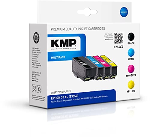 KMP Know How in modern Printing Patrone Epson T3357 Multipack 400-650S. E216VX Refilled 1633.4055 Cyan Fotoschwarz Gelb Magenta Schwarz Unbekannt von KMP know how in modern printing