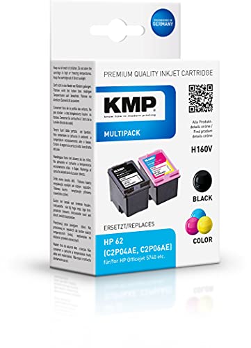 KMP know how in modern printing Multipack H160V - 2er-Pack - Schwarz, Farbe (Cyan, Magenta, Gelb) - kompatibel - Tintenpatrone (Alternative zu: HP C2P04AE, HP C2P06AE) von KMP know how in modern printing