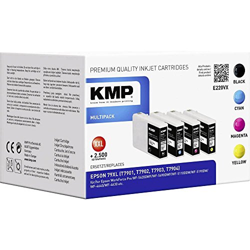 KMP Know How in modern Printing Tinte Kombi-Pack ersetzt Epson 79XL, T7901, T7902, T7903, T7904 Kompatibel Schwarz, Cyan, Magent, 1628.4005 von KMP know how in modern printing