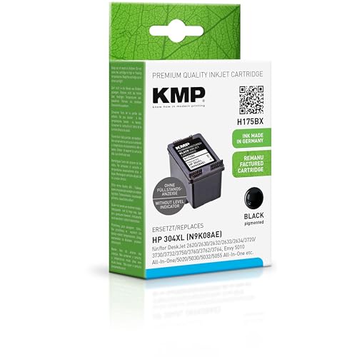 KMP Tintenpatrone passend für HP 304XL Black (N9K08AE) - H175BX - für HP DeskJet 2620 2630 2632 2633 2634 3720 3730 3732 3750 3760 3762 3764, ... etc. von KMP know how in modern printing