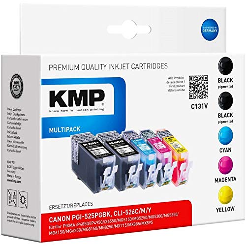 KMP Tinte ersetzt Canon PGI-525, CLI-526 Kompatibel Kombi-Pack Schwarz, Cyan, Magenta, Gelb C131V 1 von KMP know how in modern printing