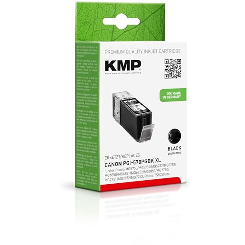 KMP Tintenpatrone passend für Canon PGI-570XL (0318C001) Schwarz - für Canon Pixma MG5750, TS5050, etc. von KMP know how in modern printing