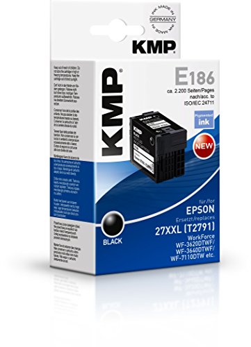 KMP Tintenkartusche für Epson WorkForce WF-3600/WF-7600, E186, black pigmented von KMP know how in modern printing
