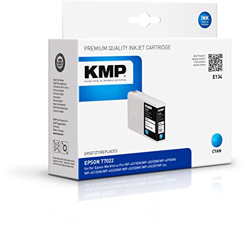 KMP Tintenkartusche für Epson Workforce Pro WP-4015DN/WP-4025DW/WP-4545DTWF, E134, cyan von KMP know how in modern printing