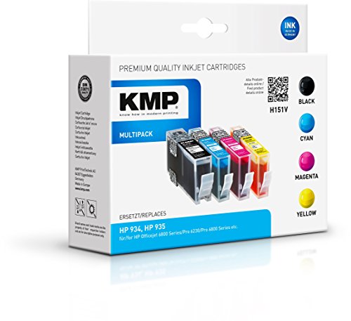 KMP Know How in modern Printing Tintenpatrone Kombi-Pack Kompatibel ersetzt HP 934, 935 Schwarz, Cyan, Magenta, Gelb H151V 1743 1743.805 von KMP know how in modern printing