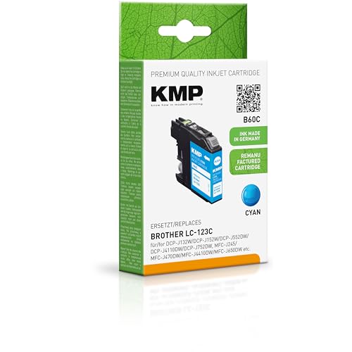 KMP Tintenpatrone passend für Brother LC123C Cyan - B60C - für Brother DCP J 132 W 150 152 W 152 WR 172 W 4110 DW 4110 W 552 DW 752 DW, MFC-J ... etc. von KMP know how in modern printing