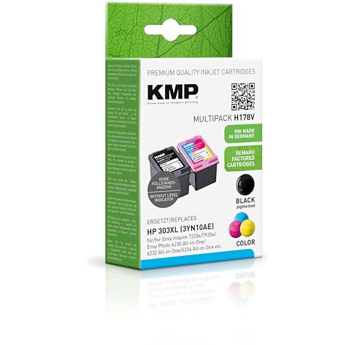 KMP Tintenpatrone passend für HP 303XL (T6N04AE, T6N03AE) Multipack - H178V - für Envy Photo 6230 All-in-One 6232 All-in-One 6234 All-in-One 7... etc. von KMP know how in modern printing