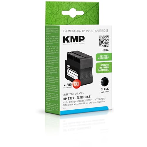 KMP Tintenkartusche für HP Officejet 6100/6600/6700, H104, Black von KMP know how in modern printing