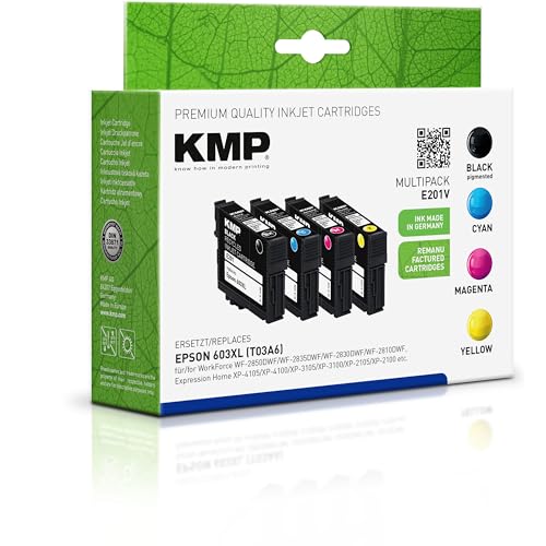 KMP Tintenpatronen für EPSON 603XL (C13T03A14010, C13T03A34010, C13T03A44010, C13T03A24020) mit Chip - passend für Epson Expression Home XP-2100 etc. von KMP know how in modern printing