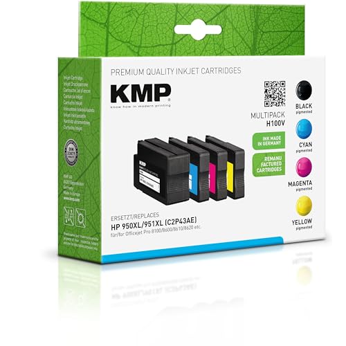 KMP Tintenpatronen passend für HP 950XL (CN045AE), HP 951XL (CN046AE, CN047AE, CN048AE) Multipack - für HP Officejet Pro 8100 8600 8610 8620, etc. von KMP know how in modern printing