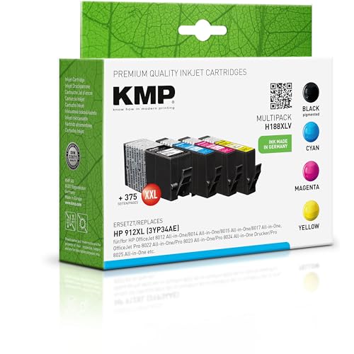KMP Tintenpatrone für HP 912XL (3YL81AE, 3YL81AE, 3YL82AE) Multipack von KMP know how in modern printing
