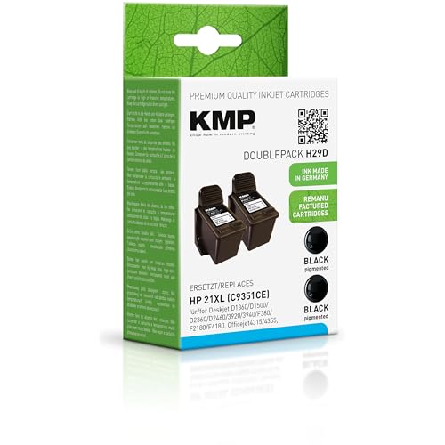 KMP Tintenpatrone für HP 21XL Black (C9351CE) Doublepack von KMP know how in modern printing