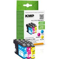 KMP Druckerpatronen B61V cyan, magenta, gelb kompatibel zu brother LC-125XLRBWBP , 3er-Set von KMP