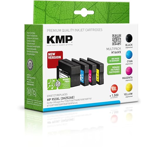 KMP Tintenpatrone passend für HP 953XL (3HZ52AE) Multipack mit neuem KMP Hybrid-Chip - H166VX - für Officejet Pro 7720 7730 7740 8210 8218 871... etc. von KMP know how in modern printing