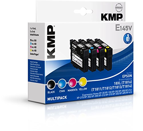 KMP know how in modern printing E145V Tintenpatrone ersetzt Epson 18XL (T1816), schwarz/cyan/magenta/gelb, Standard von KMP know how in modern printing