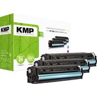 KMP Tonerkassette ersetzt HP 125A, CB541A, CB542A, CB543A Kompatibel Kombi-Pack Cyan, Magenta, Gelb von KMP