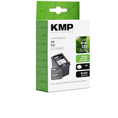 KMP Tintenpatrone passend für HP 901XL Black (CC654AE) - für Officejet 4500 J4524 J4580 J4624 J4680... etc. von KMP know how in modern printing