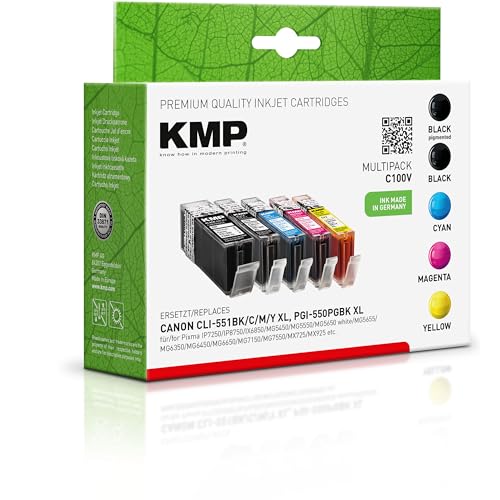 KMP Tintenpatrone für Canon PGI550PGBKXL, CLI551CXL Multipack von KMP know how in modern printing