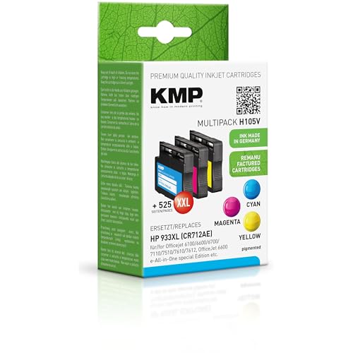 KMP Tintenpatronen passend für HP 933XL (CR712AE) - für Officejet 6100 7612, OfficeJet 6600 e-All-in-One Special Edition, etc. von KMP know how in modern printing