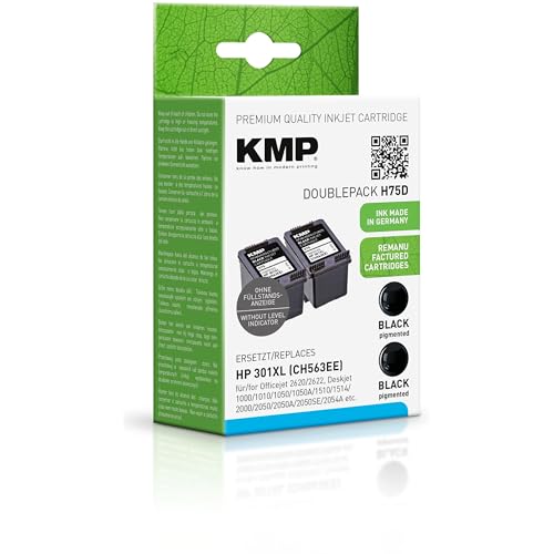 KMP Tintenpatrone Kompatibel HP 301XL (CH56EE) Tintenpatrone HP Deskjet 1000, 1010, 3000, 1050,1510, 2050, 2510, 2540, 3050, 3055A HP Officejet 2620, 4630 - Schwarz von KMP know how in modern printing