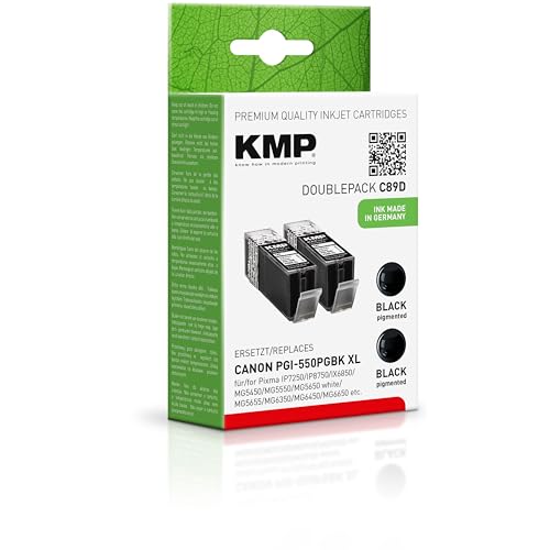 KMP Tintenkartusche für Canon Pixma IP7250/MG6350/MG7150, C89D, 2 x Black pigmented von KMP know how in modern printing