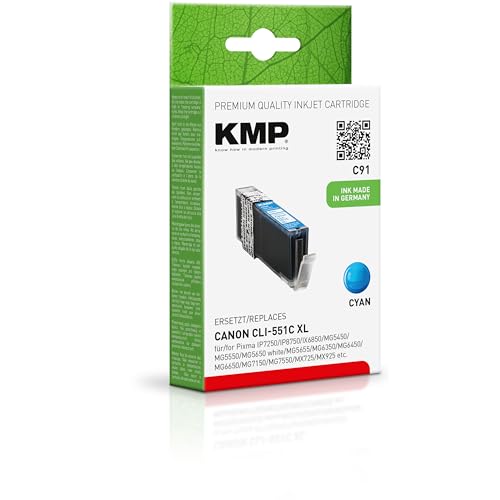 KMP Tintenpatrone passend für Canon CLI551CXL (6444B001) - Kompatibel für Canon Pixma IP 7200 7240 8700 8750, IX 6800 6820 6850, MG 5400 5450 etc. von KMP know how in modern printing