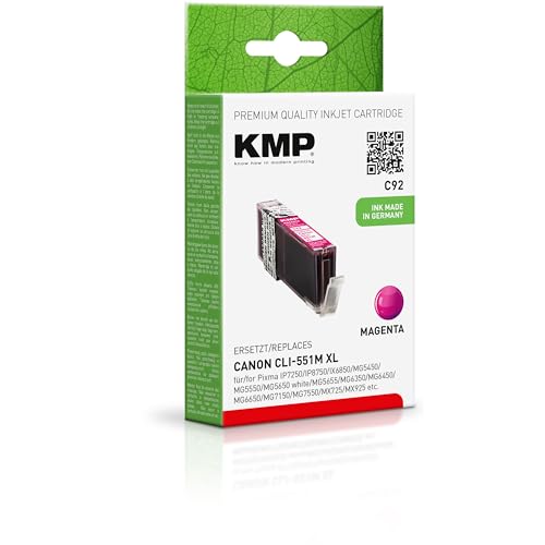 KMP Tintenpatrone passend für Canon CLI551M XL (6445B001) - Kompatibel für Canon Pixma IP 7250 8750, IX 6850, MG 5450 5550 7550, MX 725 925, etc. von KMP know how in modern printing