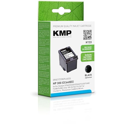 KMP Tintenpatrone passend für HP 300 CC640 Schwarz für - HP Deskjet D1600/ D2600/ D5500/ D5600/ F2400/ F4200/ F4400/ F4500, Envy 110, PhotoSmart C4600/ C4700/ e-All-in-One D110 Series von KMP know how in modern printing