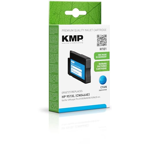 KMP Tintenpatrone passend für HP 951XL (CN046AE) mit Chip Cyan - für HP OfficeJet Pro 276 dw, 8600 Plus e-All-in-One, etc. von KMP know how in modern printing