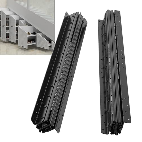 2 Stück Schubladenschienen Bodenhalterung, Schwerlast-Schiene, Treppenunterschrankführungen, Schuhschrankführungen, 3 Falten Auszugsschienen Vollauszug (800-1500mm) von KMQRDZi