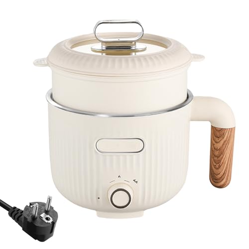 Elektrische Hot Pot, 2L Tragbare Mini Antihaft Multikocher Mit Dämpfkorb, Edelstahl Elektrischer Kochtopf Bratpfanne, Schneller Ramen Kocher Suppentopf, Duale Leistungssteuerung Schnelle Erwärmung von KMQRDZi