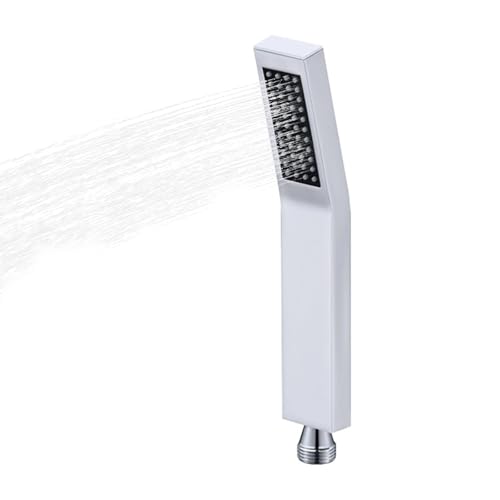 Handbrause, Edelstahl-Wasserspar-Duschkopf, Handbrause mit Booster, Strahlart Quadratischer Duschkopf, Stabhandbrause Duschköpfe Sprayer für Baden und Spa (Silber) von KMQRDZi