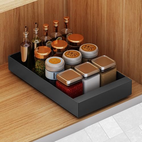 KMQRDZi Pull out Cabinet Organizer,Ausziehbarer Schrank-Organisator,Schiebeschublade mit Roll-out-Auszug,Küchenschrank für Töpfe,für Küche Unterschrank Organisation,1 Stück (Schwarz, 25CM) von KMQRDZi