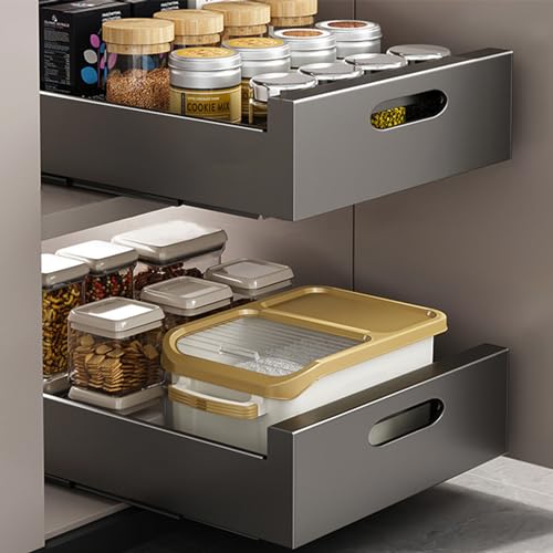 KMQRDZi Pull out Cabinet Organizer,Ausziehbarer Schrank-Organisator,Schiebeschublade mit Roll-out-Auszug,Küchenschrank für Töpfe,für Küche Unterschrank Organisation,2 Stück (Schwarz, 30cm) von KMQRDZi